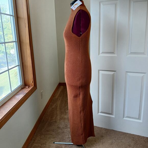 Pretty Garden Bodycon Maxi Tank Pullover Sweater Dress L caramel NOS sleeveless - Picture 2 of 15